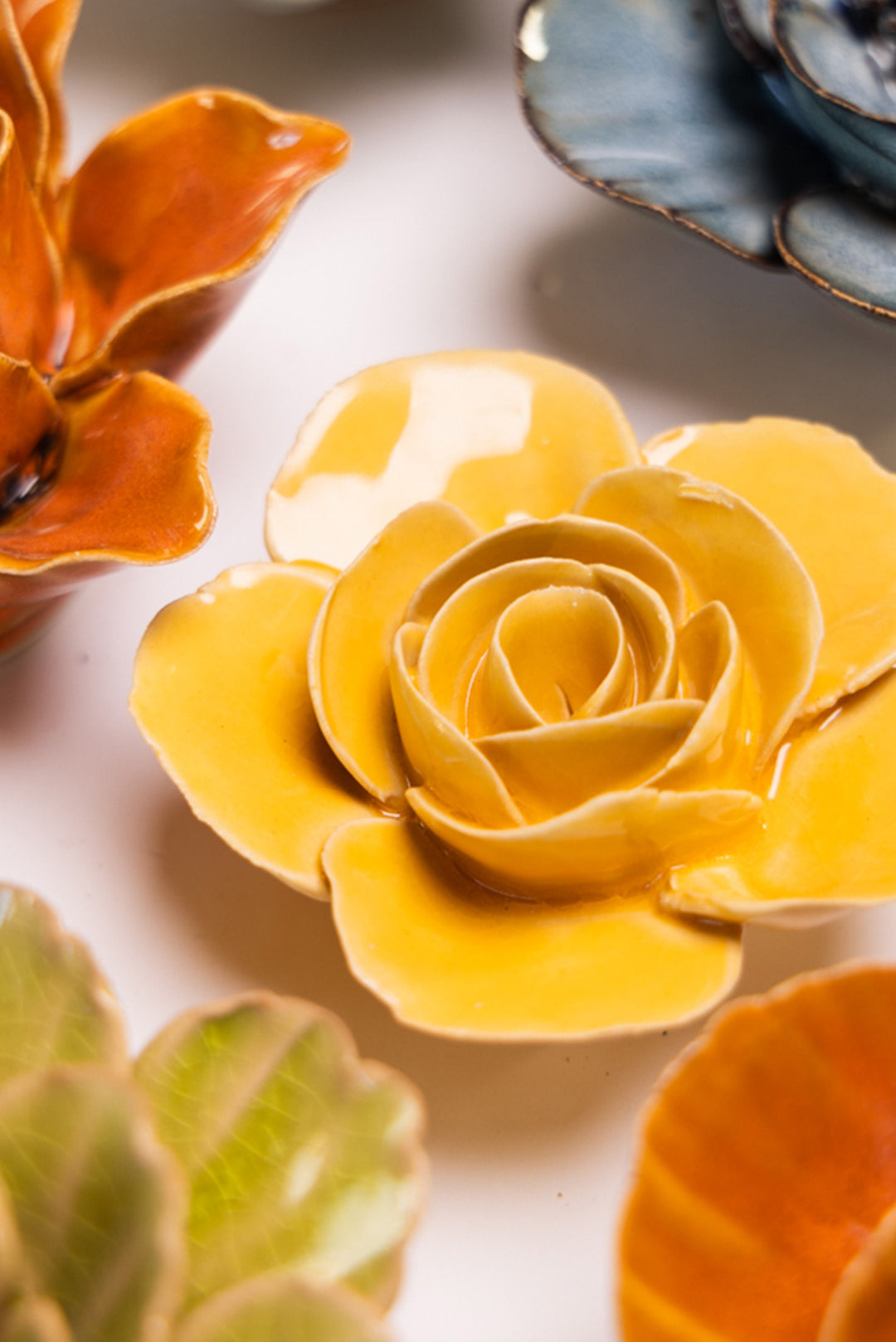 Burnt Yellow Elegance Ranunculus - Chive Ceramics Studio - Ceramic Flowers - Chive Ceramics Studio