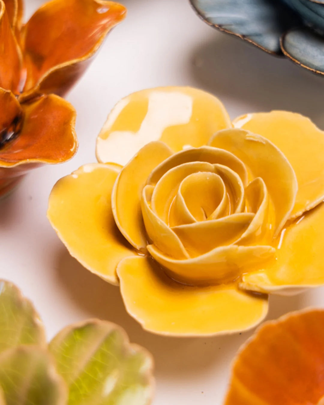 Burnt Yellow Elegance Ranunculus - Chive Ceramics Studio - Ceramic Flowers - Chive Ceramics Studio