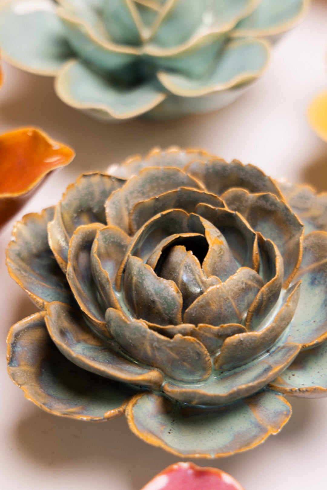 Pale Blue English Rose - Chive Ceramics Studio - Ceramic Flowers - Chive Ceramics Studio