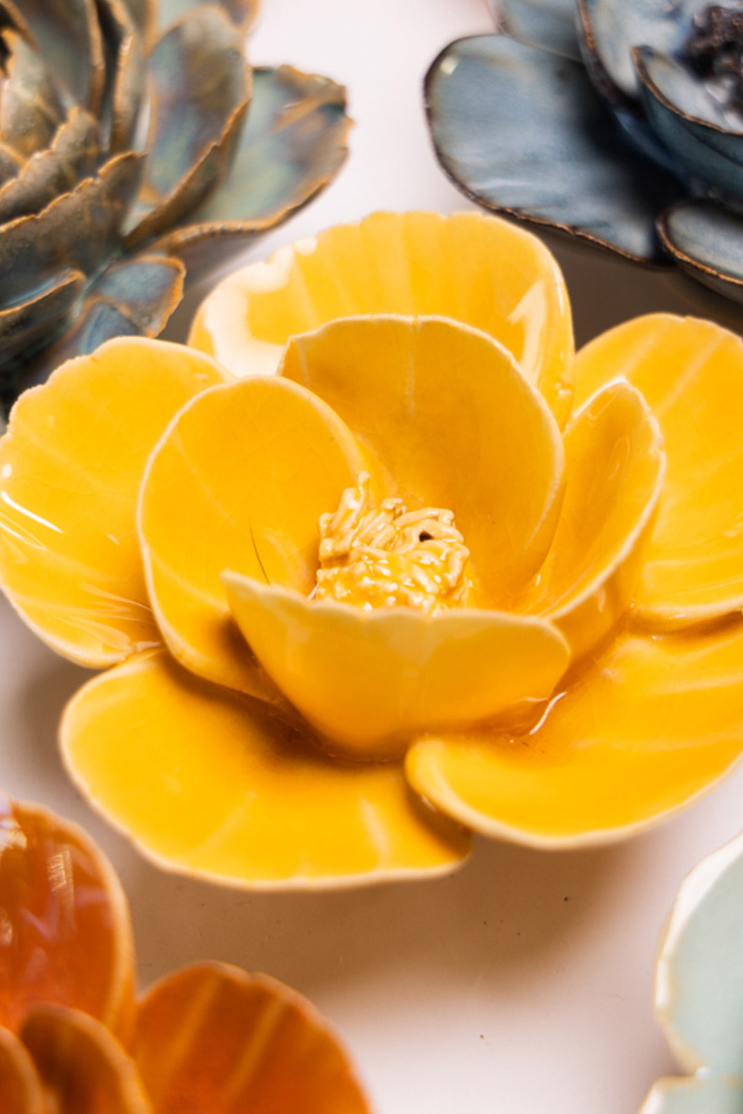 Burnt Yellow Poppy - Chive Ceramics Studio - Ceramic Flowers - Chive Ceramics Studio