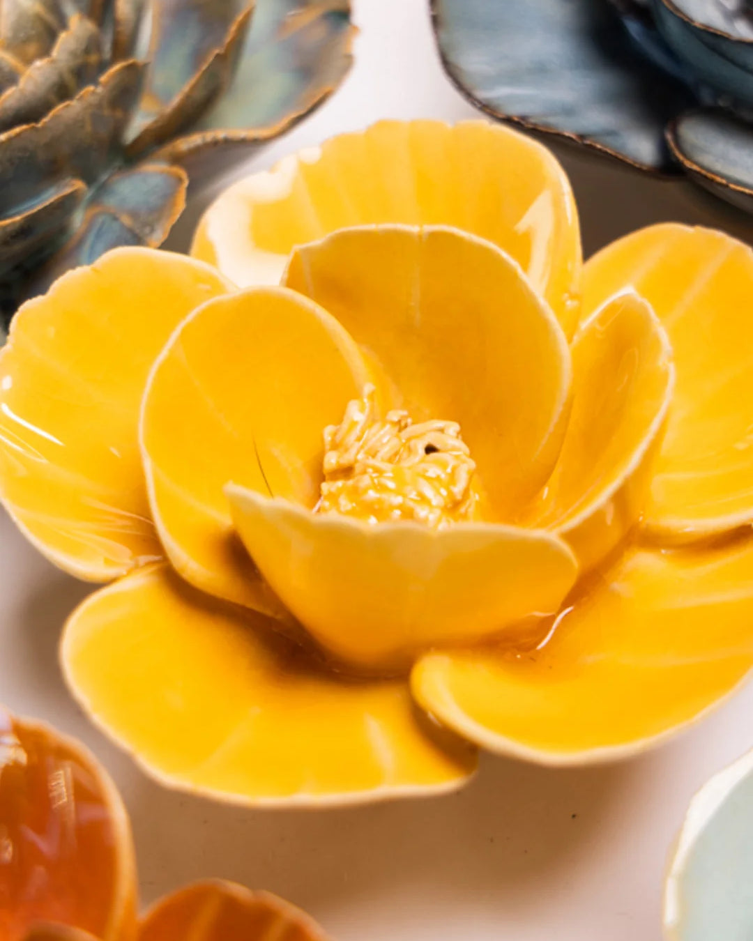 Burnt Yellow Poppy - Chive Ceramics Studio - Ceramic Flowers - Chive Ceramics Studio