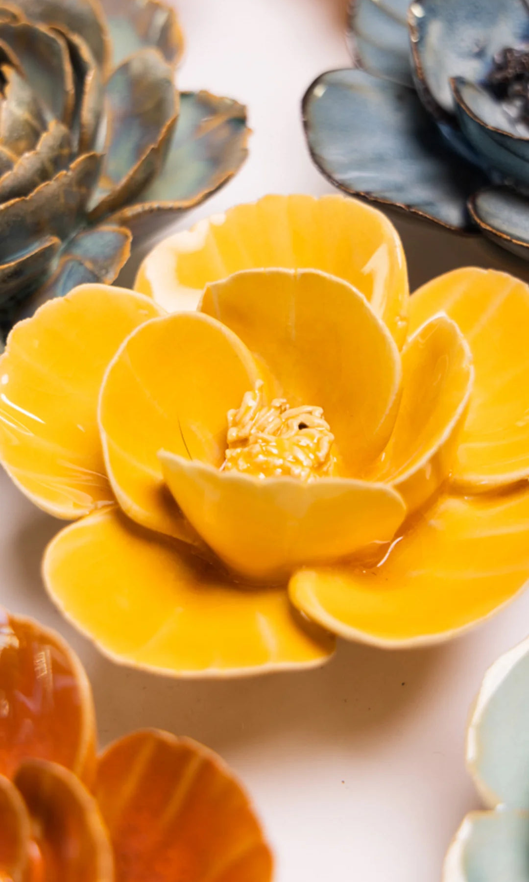 Burnt Yellow Poppy - Chive Ceramics Studio - Ceramic Flowers - Chive Ceramics Studio