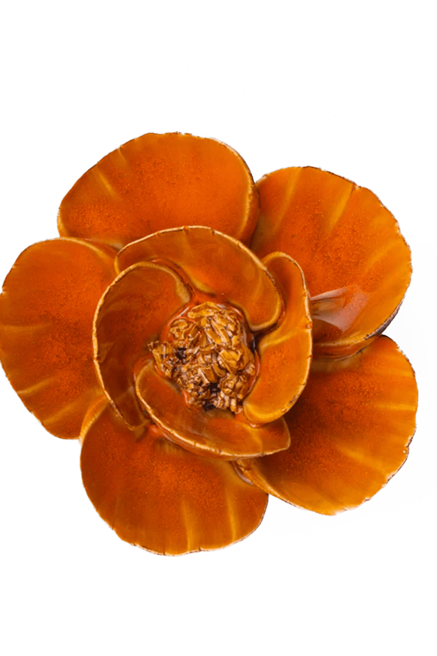 FR08 Burnt Orange Poppy - Chive Ceramics Studio - Ceramic Flowers - Chive Ceramics Studio