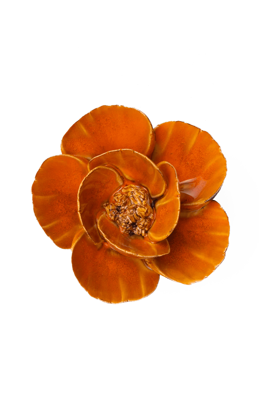 Burnt Orange Poppy - Chive Ceramics Studio - Ceramic Flowers - Chive Ceramics Studio