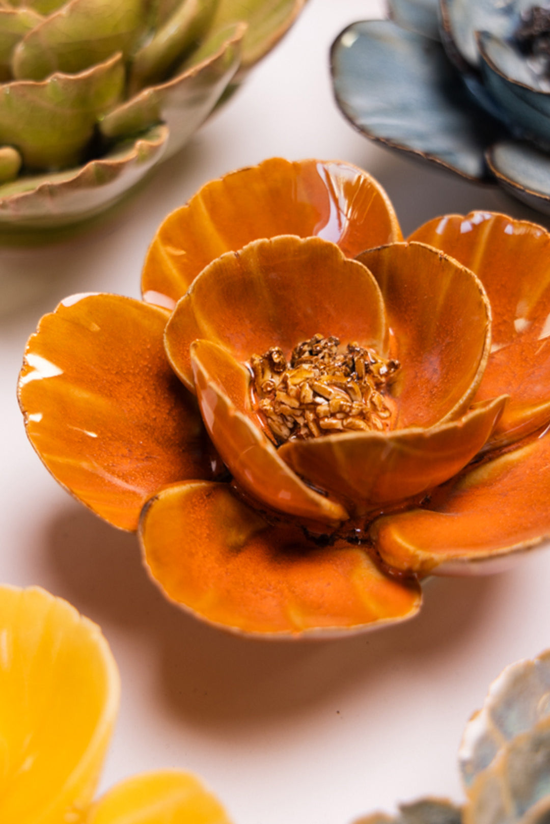 Burnt Orange Poppy - Chive Ceramics Studio - Ceramic Flowers - Chive Ceramics Studio