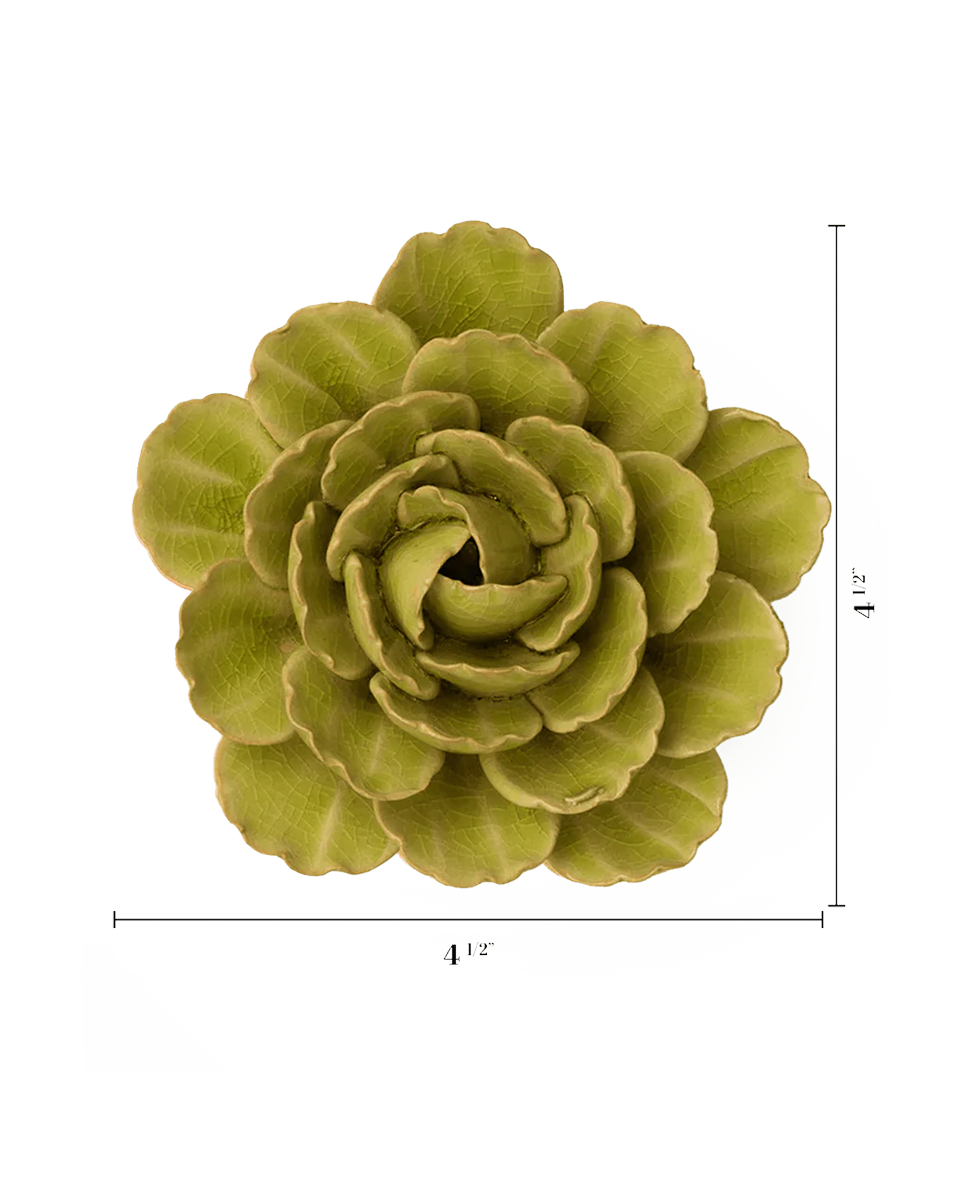 Peridot Keiko Peony ceramic wall flower — France collection — designed in Toronto by Chive Studio