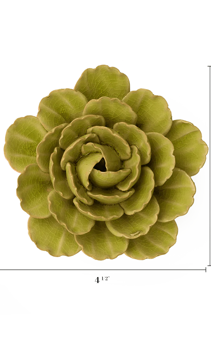 Peridot Keiko Peony ceramic wall flower — France collection — designed in Toronto by Chive Studio