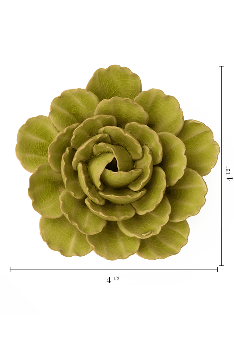 Peridot Keiko Peony ceramic wall flower — France collection — designed in Toronto by Chive Studio