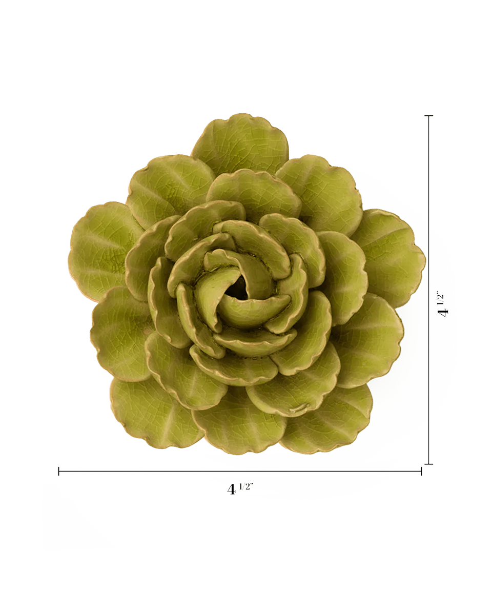 Peridot Keiko Peony ceramic wall flower — France collection — designed in Toronto by Chive Studio