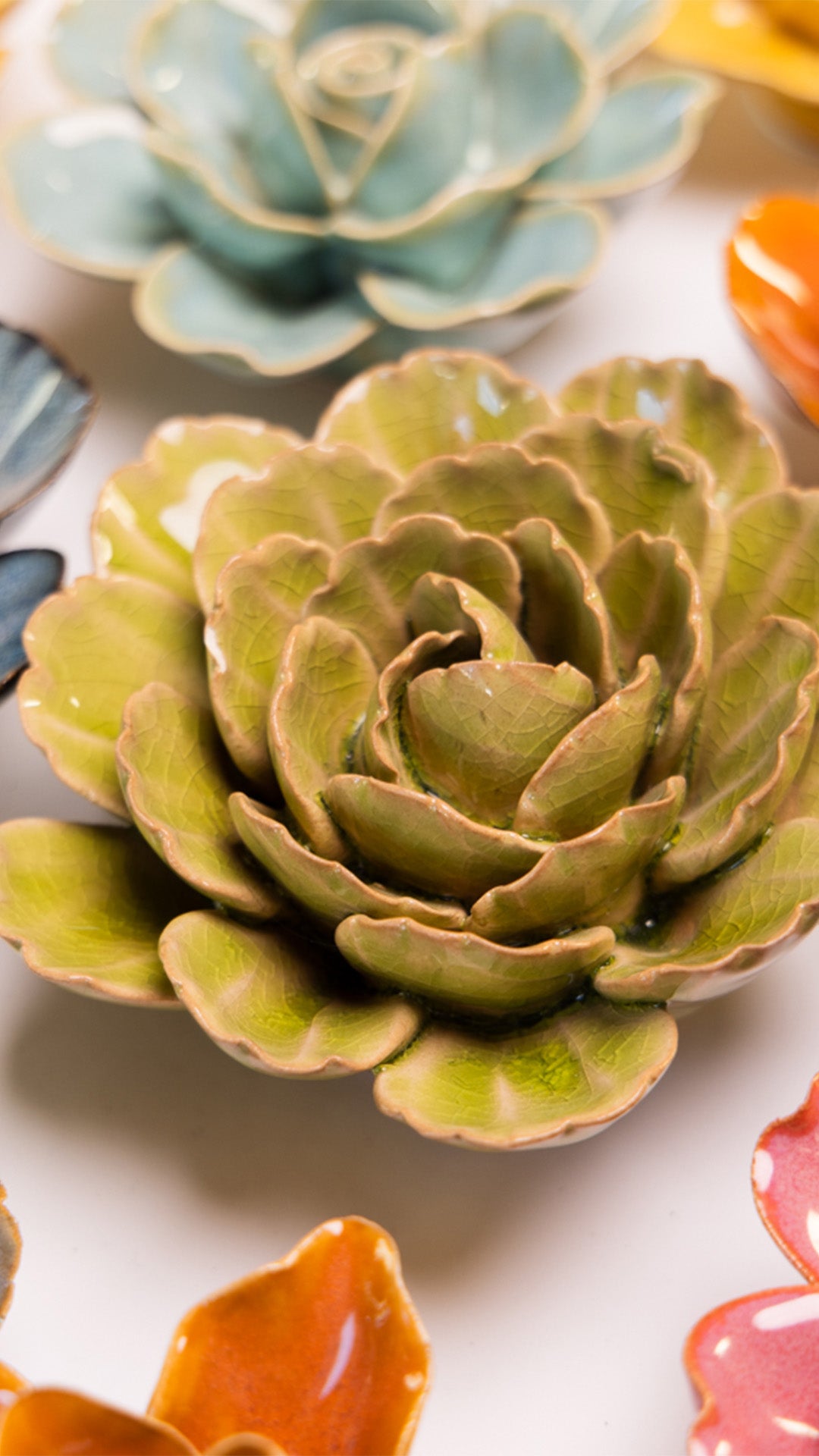 Peridot Keiko Peony - Chive Ceramics Studio - Ceramic Flowers - Chive Ceramics Studio