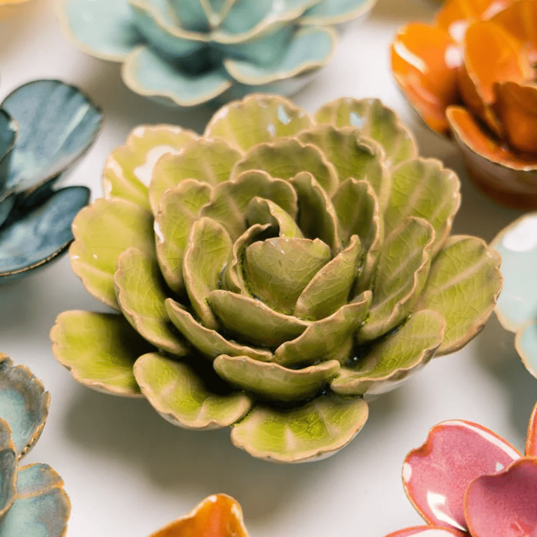 FR12 Peridot Keiko Peony - Chive Ceramics Studio - Ceramic Flowers - Chive Ceramics Studio