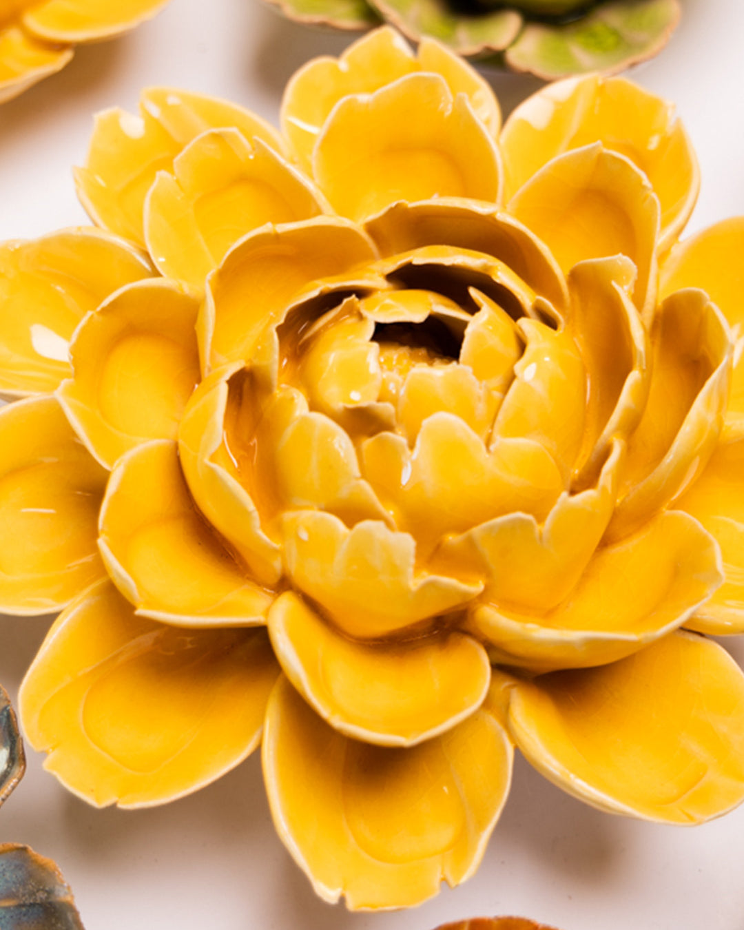 Burnt Yellow Empire Cabbage Flower - Chive Ceramics Studio - Ceramic Flowers - Chive Ceramics Studio