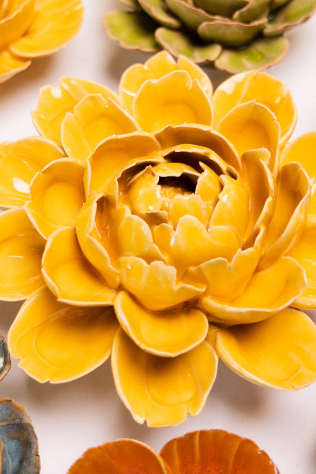 Burnt Yellow Empire Cabbage Flower - Chive Ceramics Studio - Ceramic Flowers - Chive Ceramics Studio