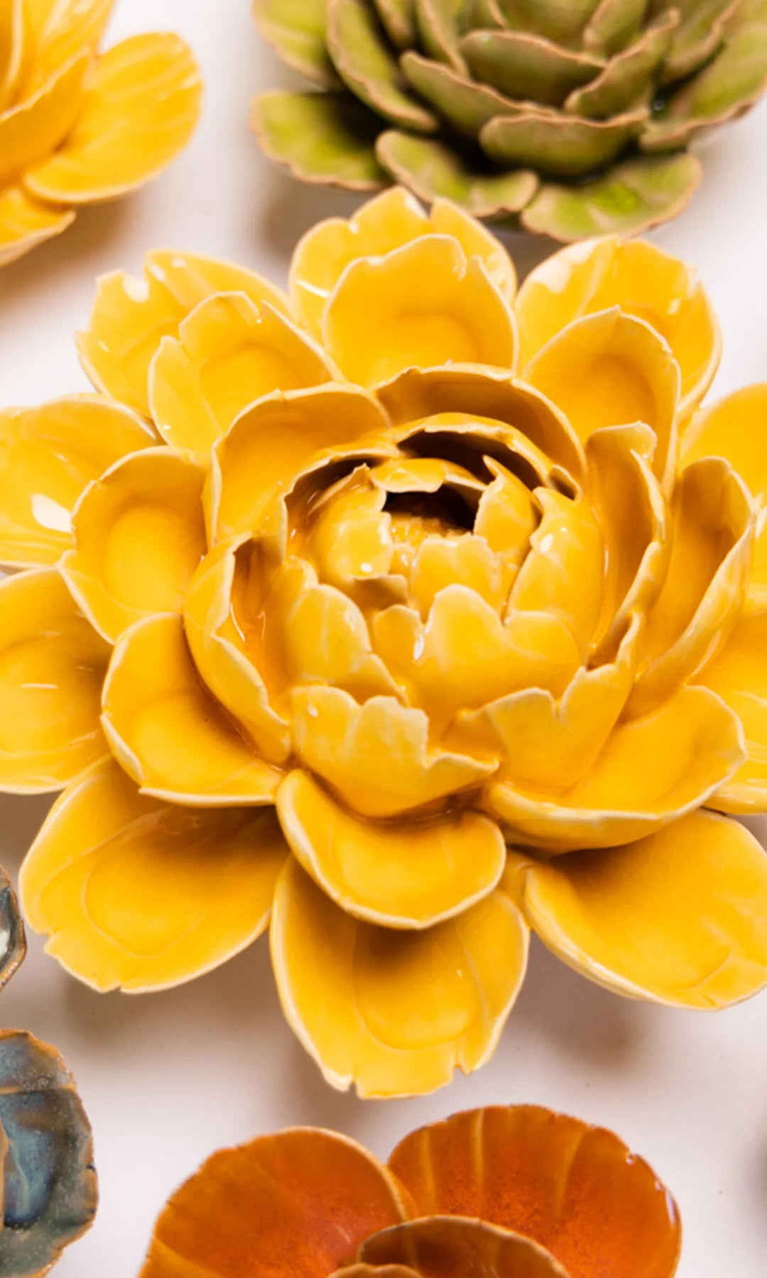 Burnt Yellow Empire Cabbage Flower - Chive Ceramics Studio - Ceramic Flowers - Chive Ceramics Studio