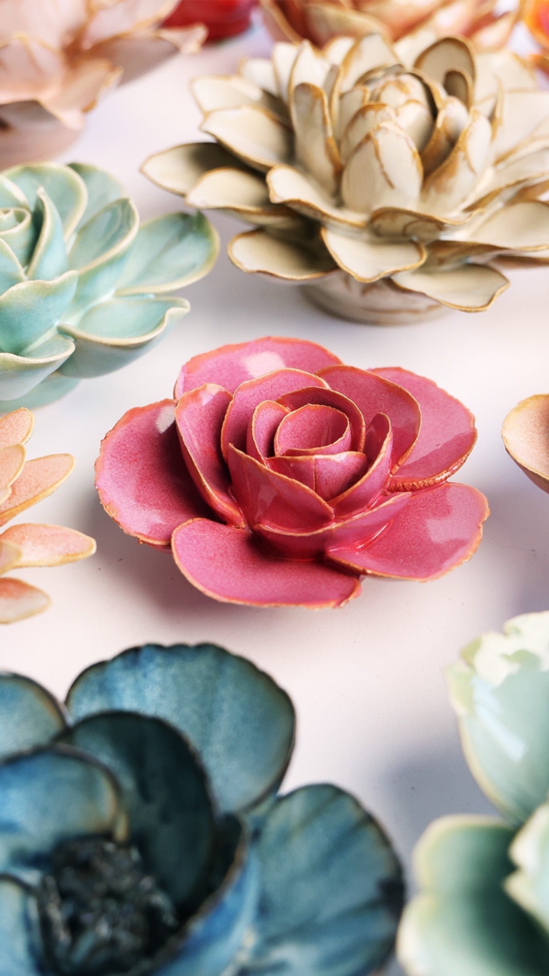 Blush Pink Elegance Ranunculus ceramic wall flower - France collection - handmade by Chive Studio Toronto
