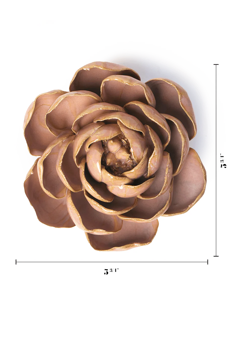 Rose Pink Peony ceramic wall flower — France collection — designed in Toronto by Chive Studio