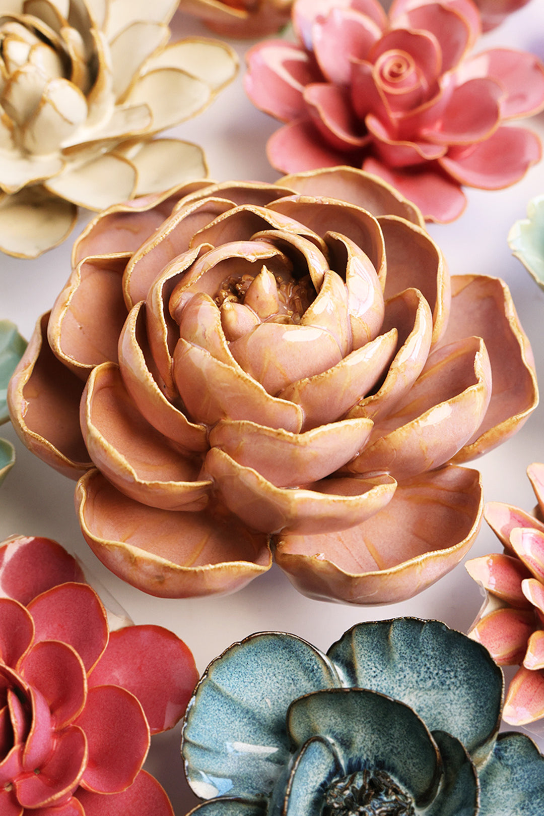 Rose Pink Big Ben Peony - Chive Ceramics Studio - Ceramic Flowers - Chive Ceramics Studio