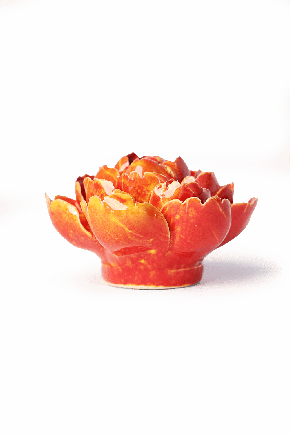 Orange Yellow Gay Paree Peony - Chive Ceramics Studio - Ceramic Flowers - Chive Ceramics Studio