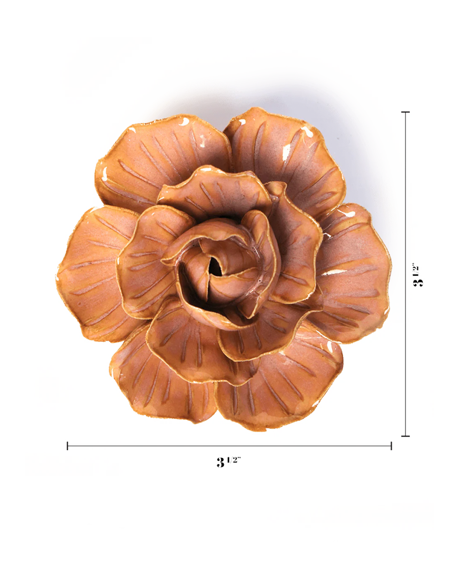 Peach Pink Solar Carnation ceramic wall flower styled display — France Collection