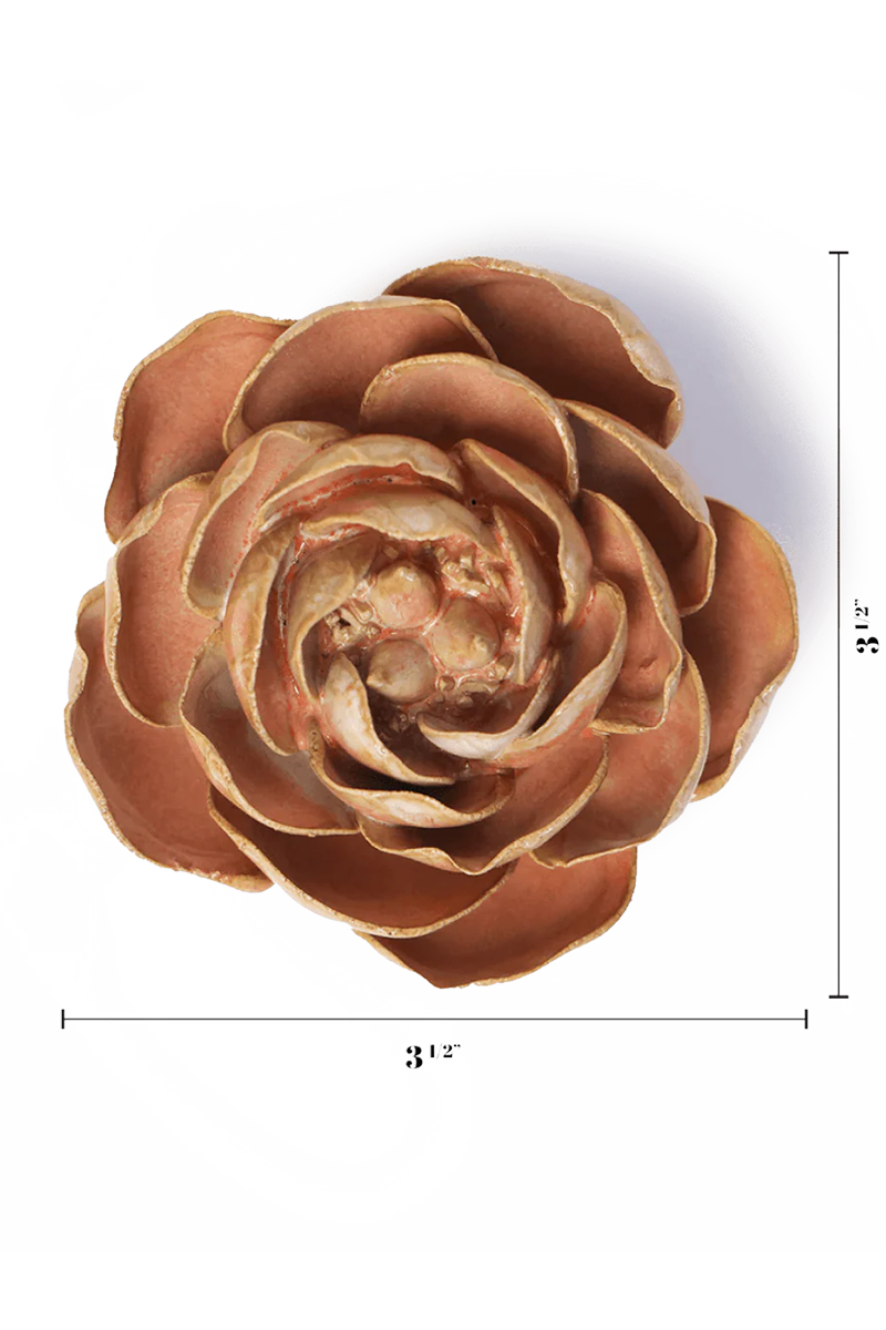Peach Pink Peony ceramic wall flower — France collection — designed in Toronto by Chive Studio
