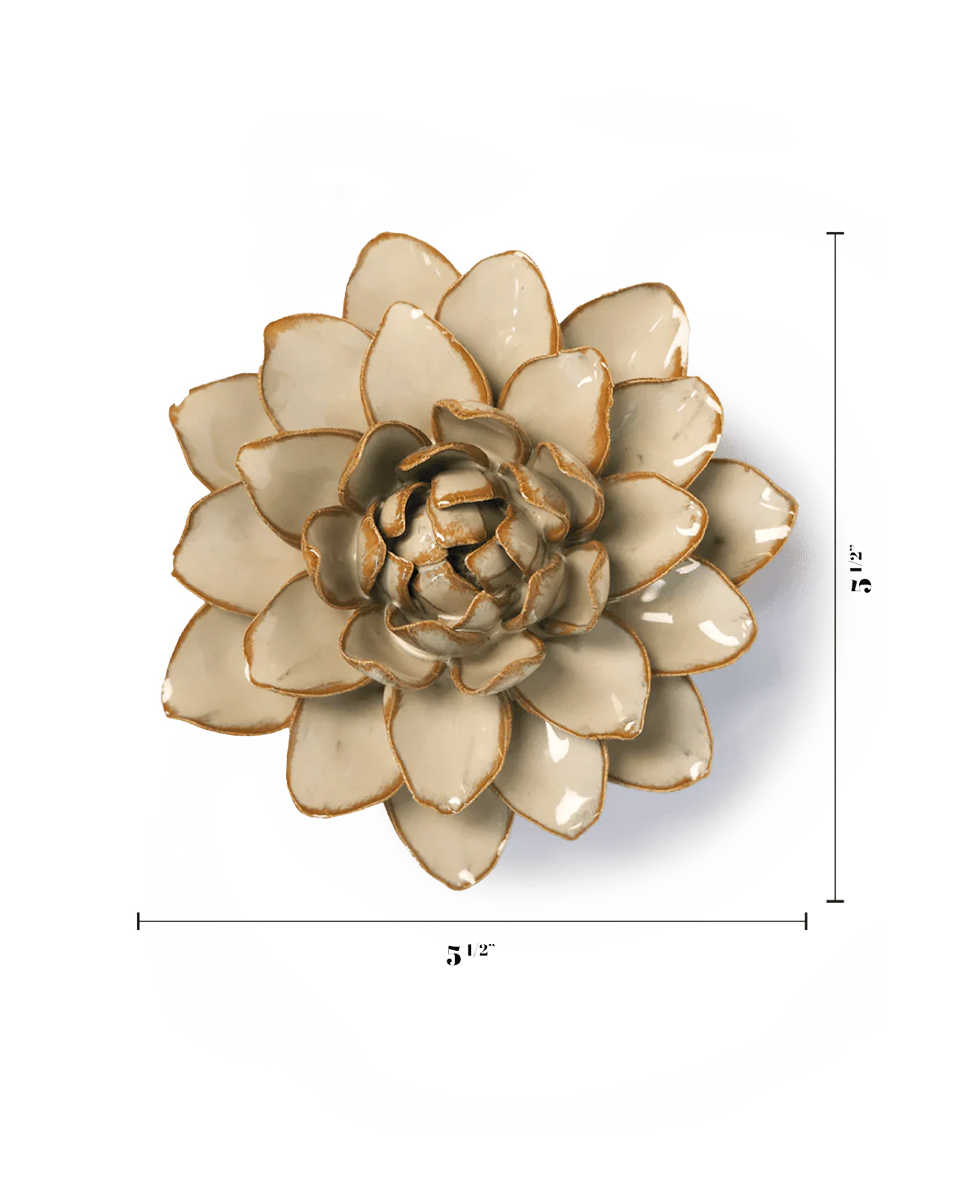 Oatmeal Water Lily ceramic wall flower — France collection — designed in Toronto by Chive Studio