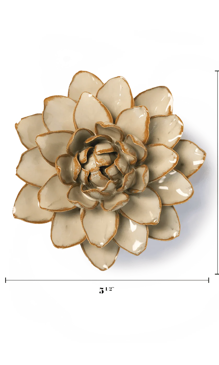 Oatmeal Water Lily ceramic wall flower — France collection — designed in Toronto by Chive Studio