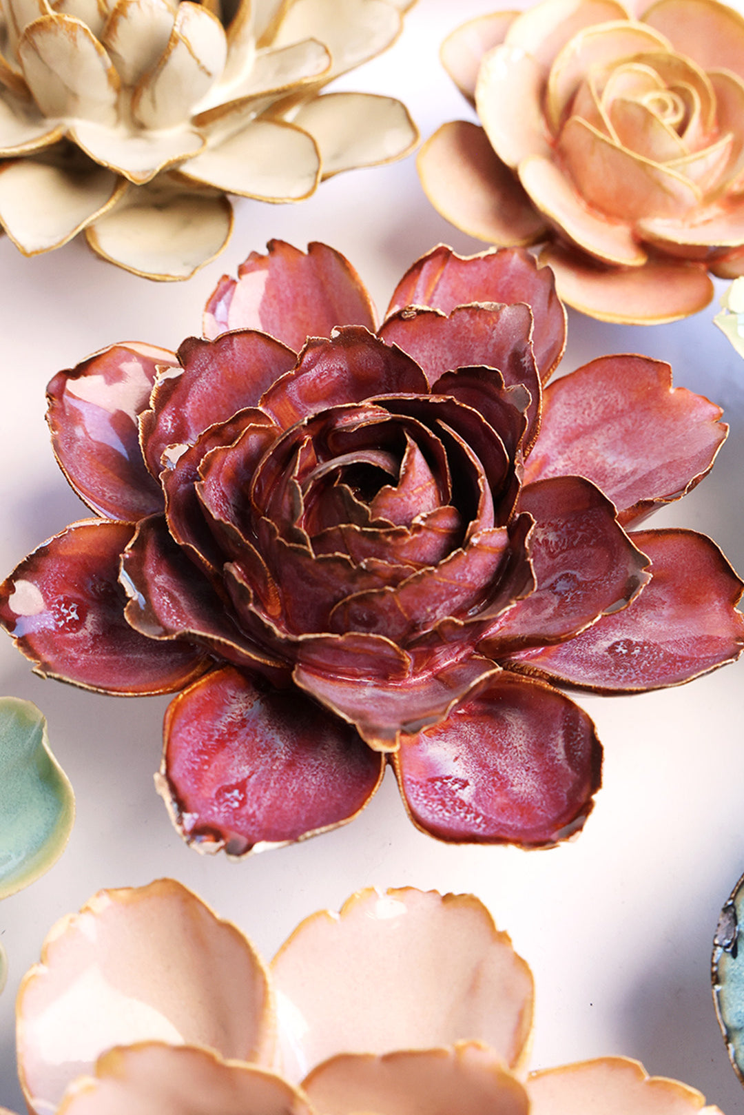 Dewberry Camellia - Chive Ceramics Studio - Ceramic Flowers - Chive Ceramics Studio