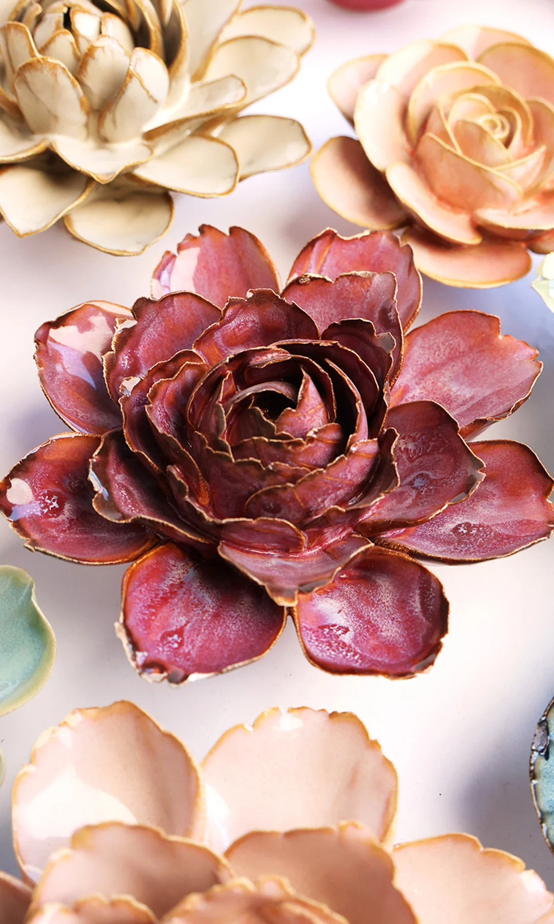 Dewberry Camellia - Chive Ceramics Studio - Ceramic Flowers - Chive Ceramics Studio