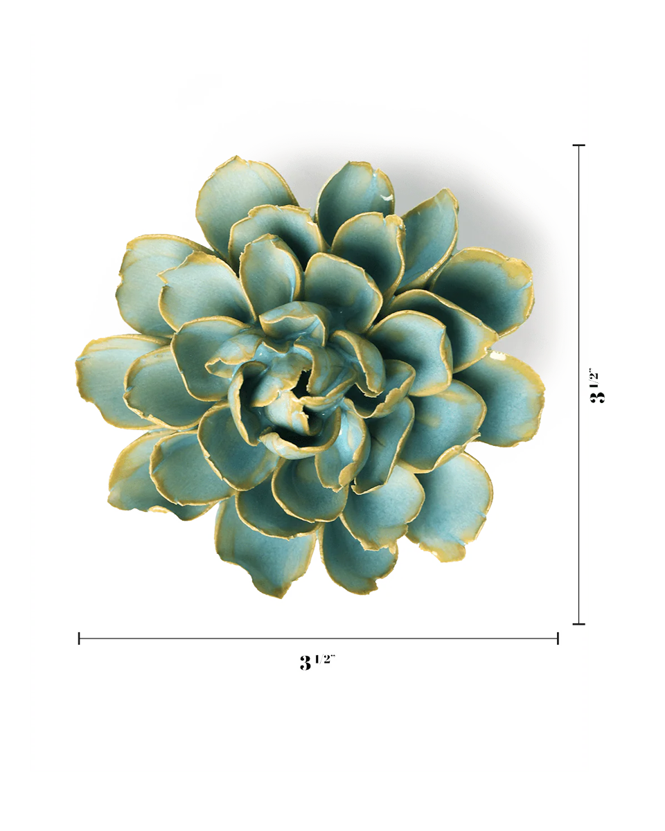 Robin's Egg Blue Marigold ceramic wall flower — France collection — designed in Toronto by Chive Studio