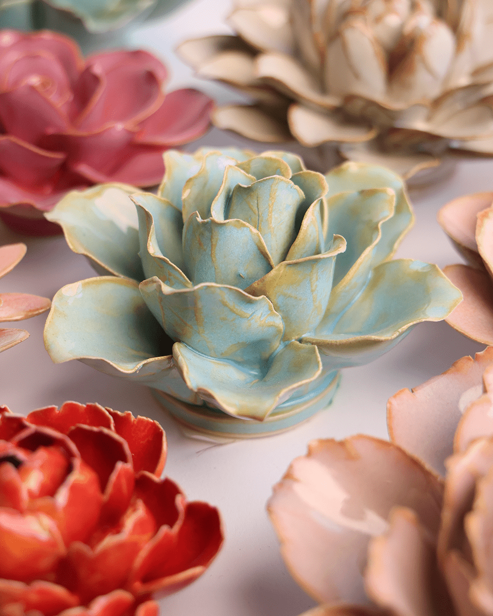 France Robin's Egg Blue Stargazer Lily - Chive Ceramics Studio - Ceramic Flowers - Chive Ceramics Studio