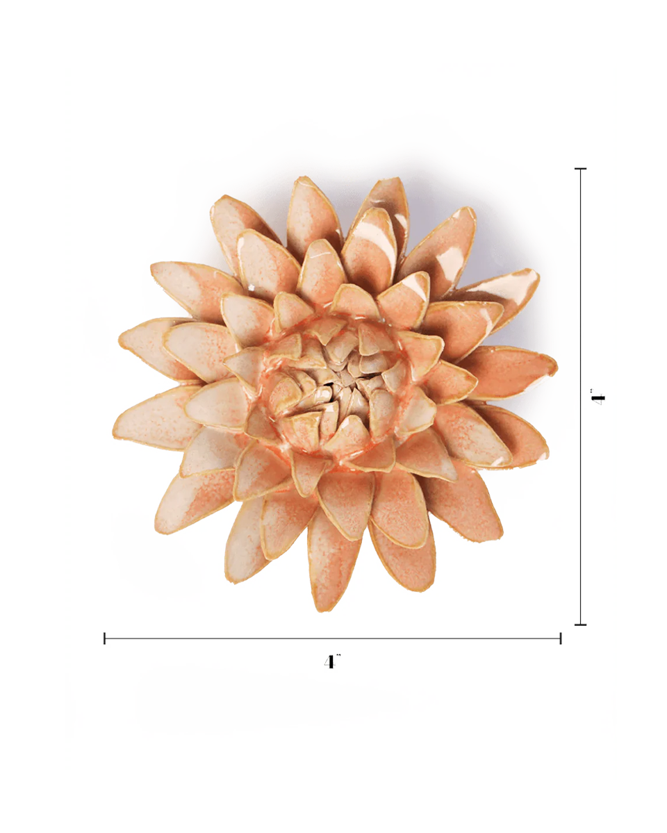 Peach Pink Strawflower ceramic wall flower — France collection — designed in Toronto by Chive Studio