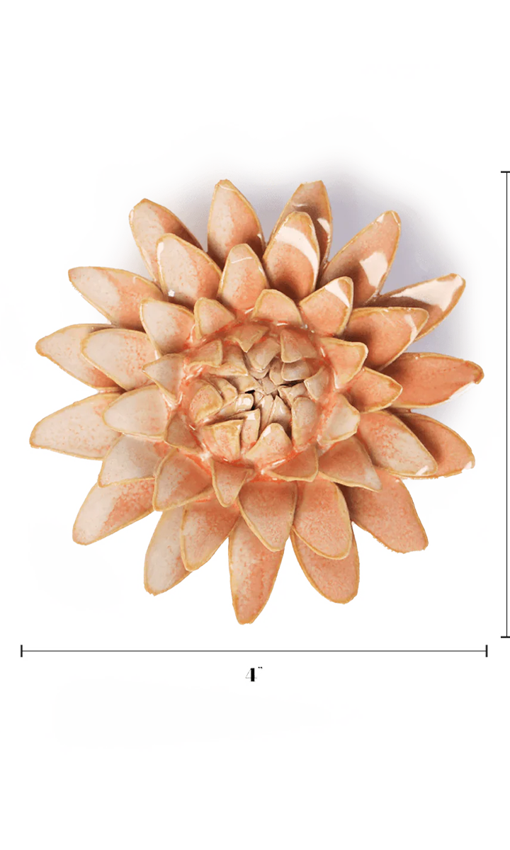 Peach Pink Strawflower ceramic wall flower — France collection — designed in Toronto by Chive Studio