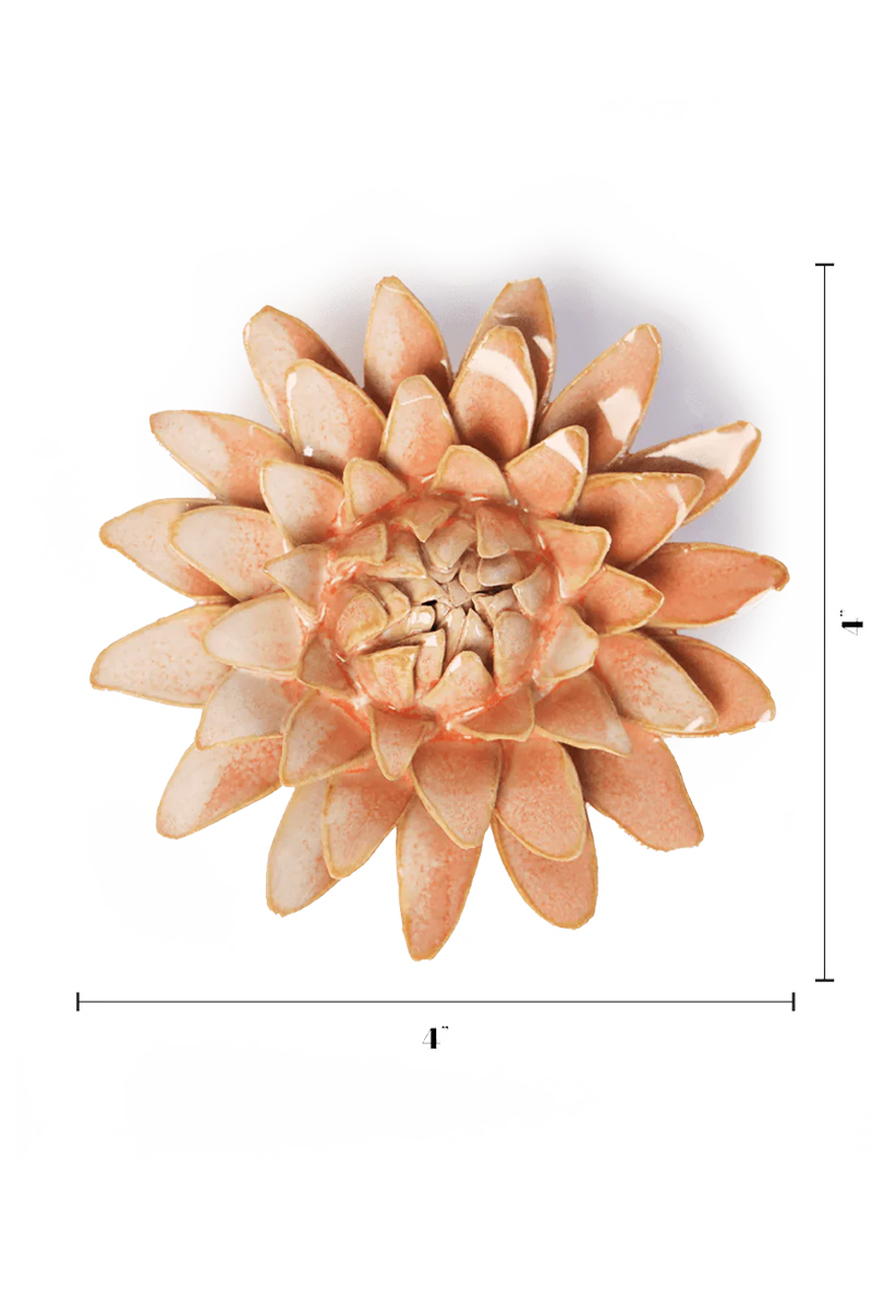 Peach Pink Strawflower ceramic wall flower — France collection — designed in Toronto by Chive Studio