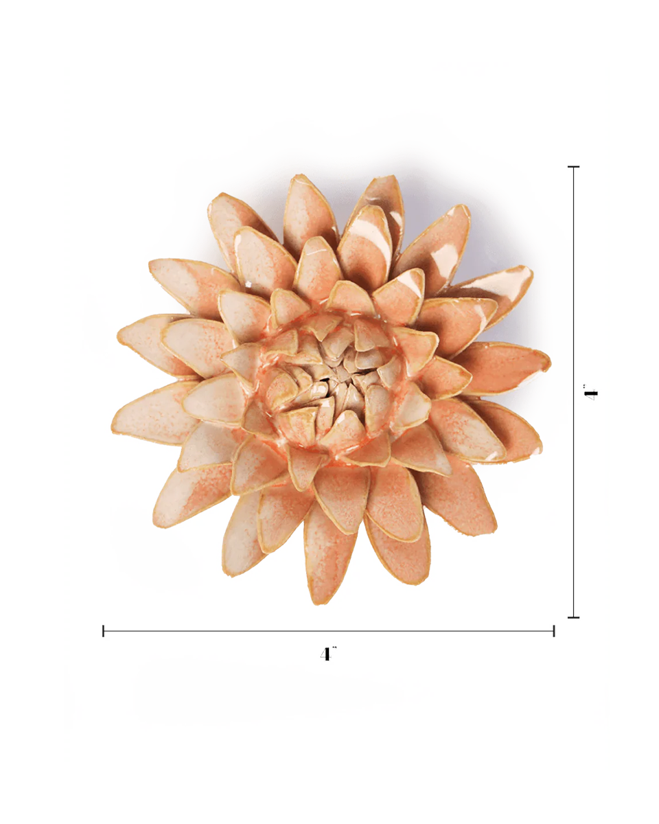Peach Pink Strawflower ceramic wall flower — France collection — designed in Toronto by Chive Studio
