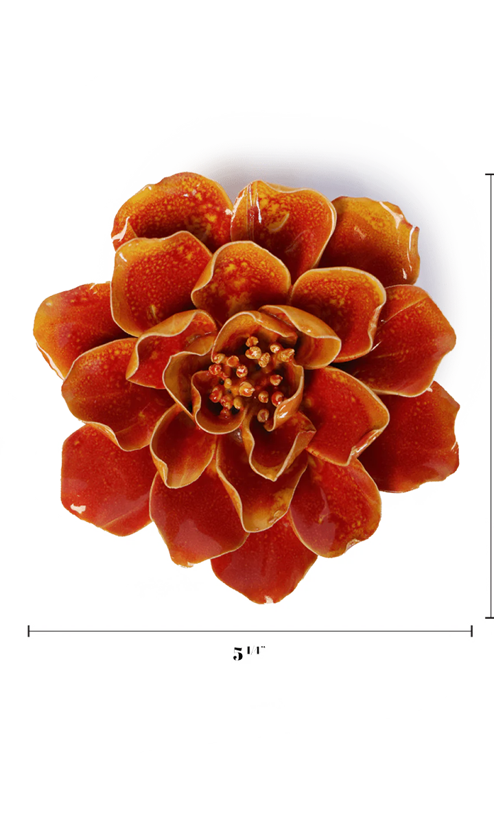 Orange Yellow Coreopsis ceramic wall flower — France collection — designed in Toronto by Chive Studio