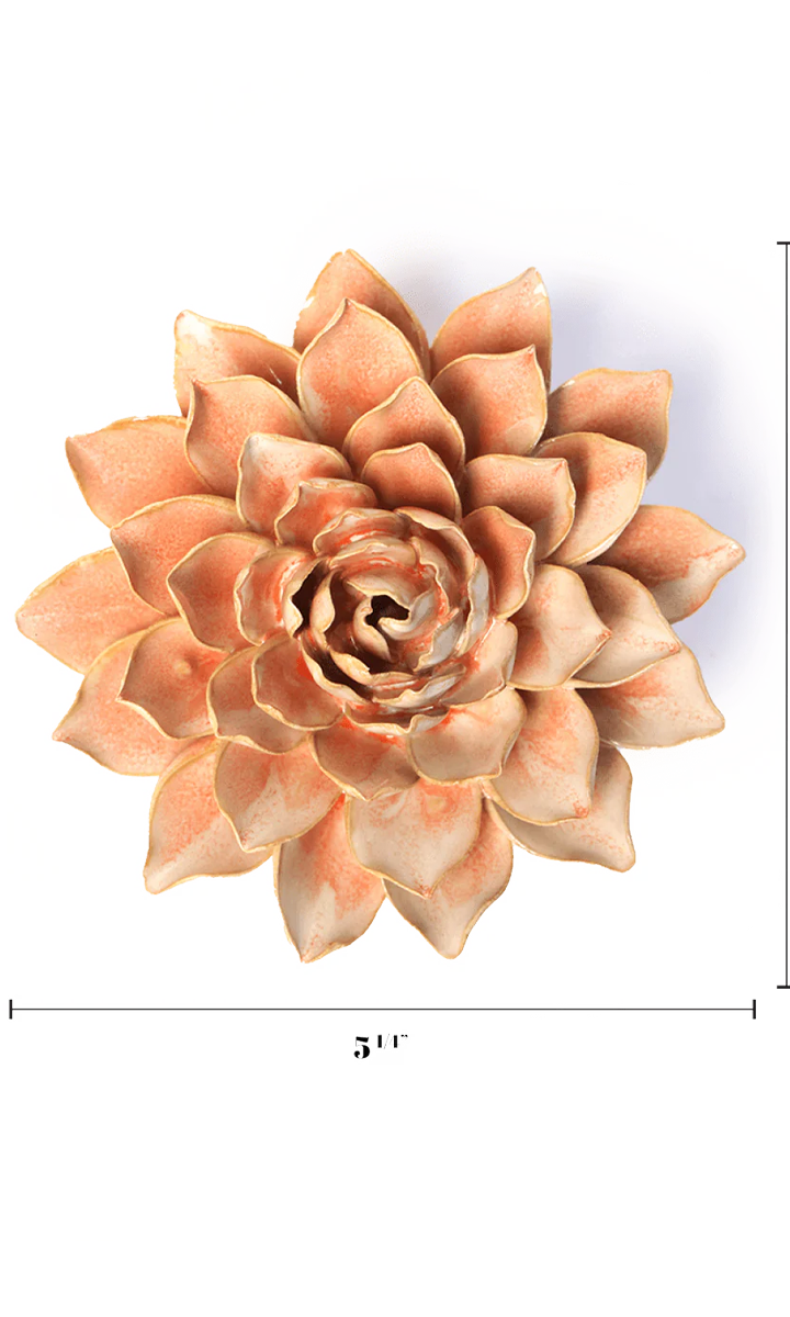 Peach Pink Azalea ceramic wall flower — France collection — designed in Toronto by Chive Studio