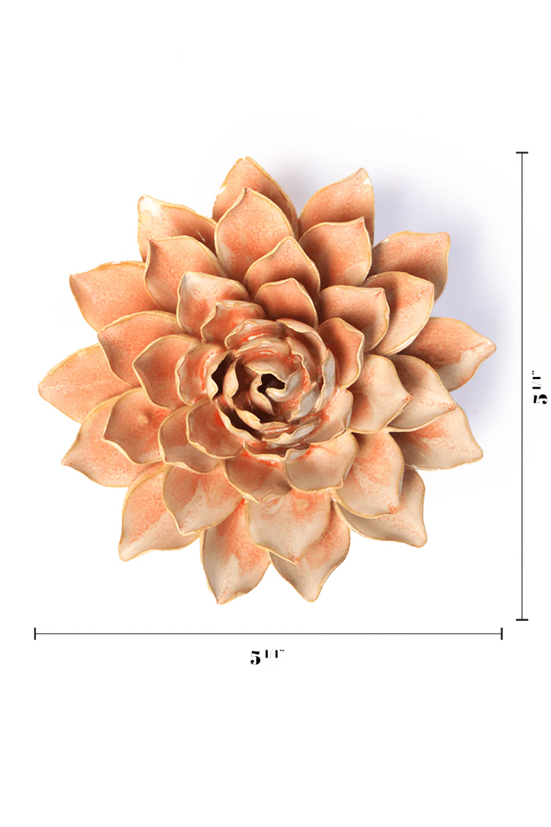 Peach Pink Azalea ceramic wall flower — France collection — designed in Toronto by Chive Studio