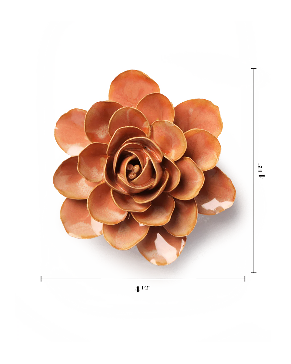 Peach Pink Begonia ceramic wall flower styled display — France Collection