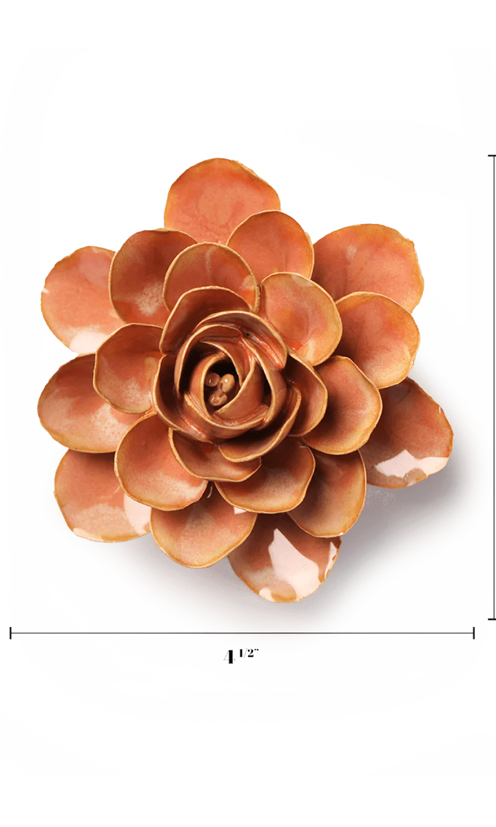 Peach Pink Begonia ceramic wall flower — France collection — designed in Toronto by Chive Studio