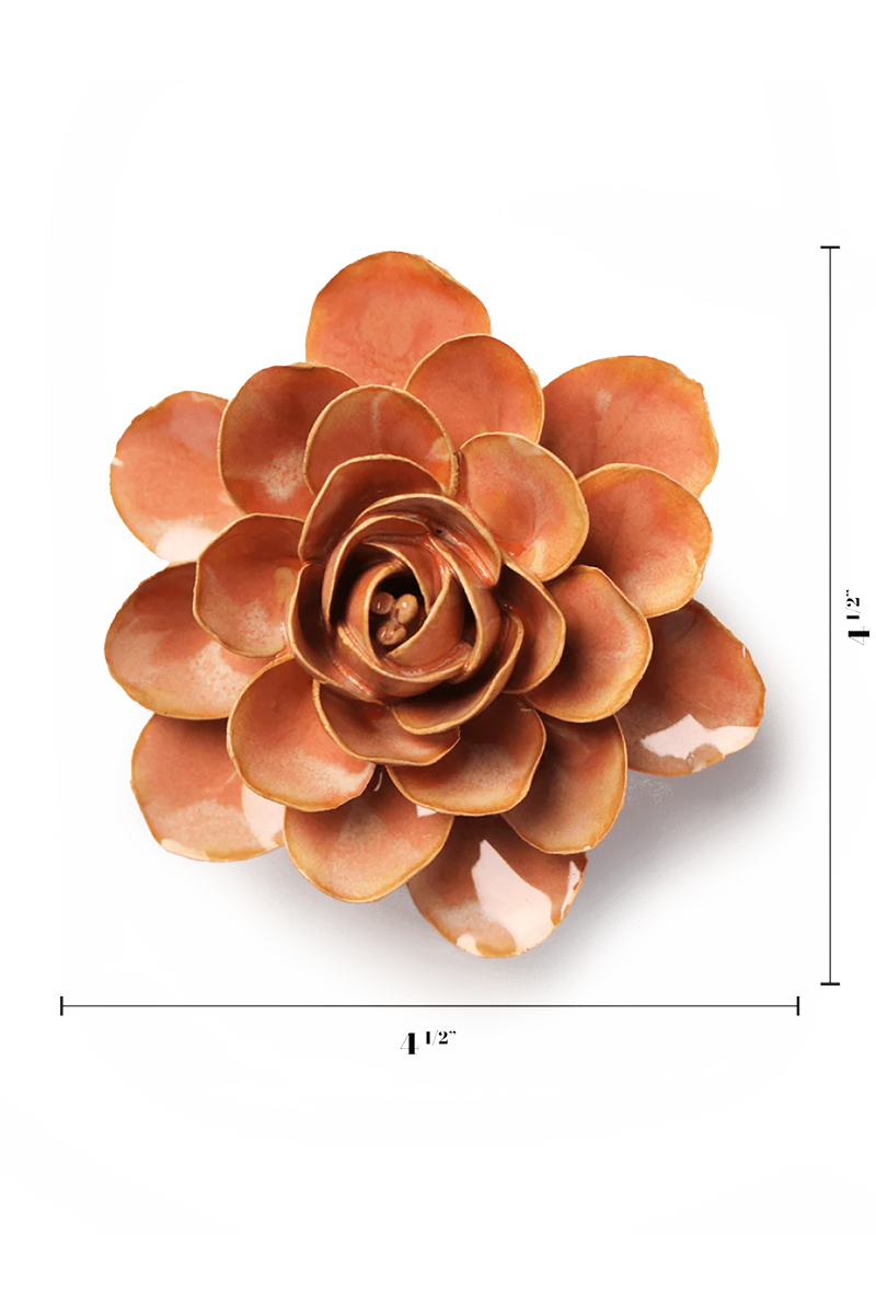 Peach Pink Begonia ceramic wall flower — France collection — designed in Toronto by Chive Studio
