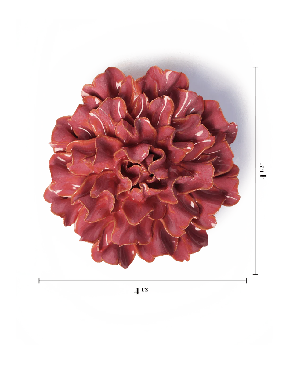 Blush Pink Tundra Carnation ceramic wall flower styled display — France Collection