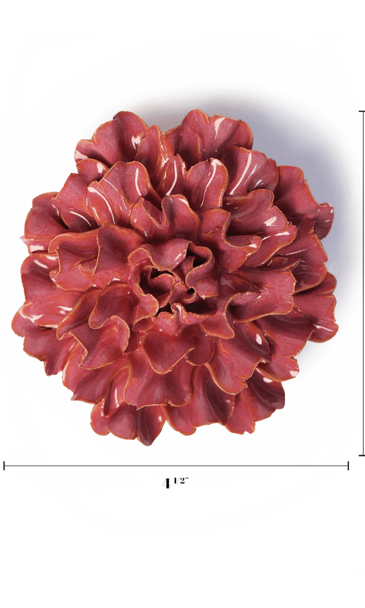 Blush Pink Carnation ceramic wall flower — France collection — designed in Toronto by Chive Studio