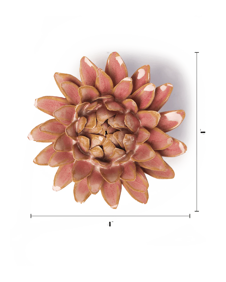Rose Quartz Pink Strawflower styled flat on a gallery wall console, Chive Ceramics Studio