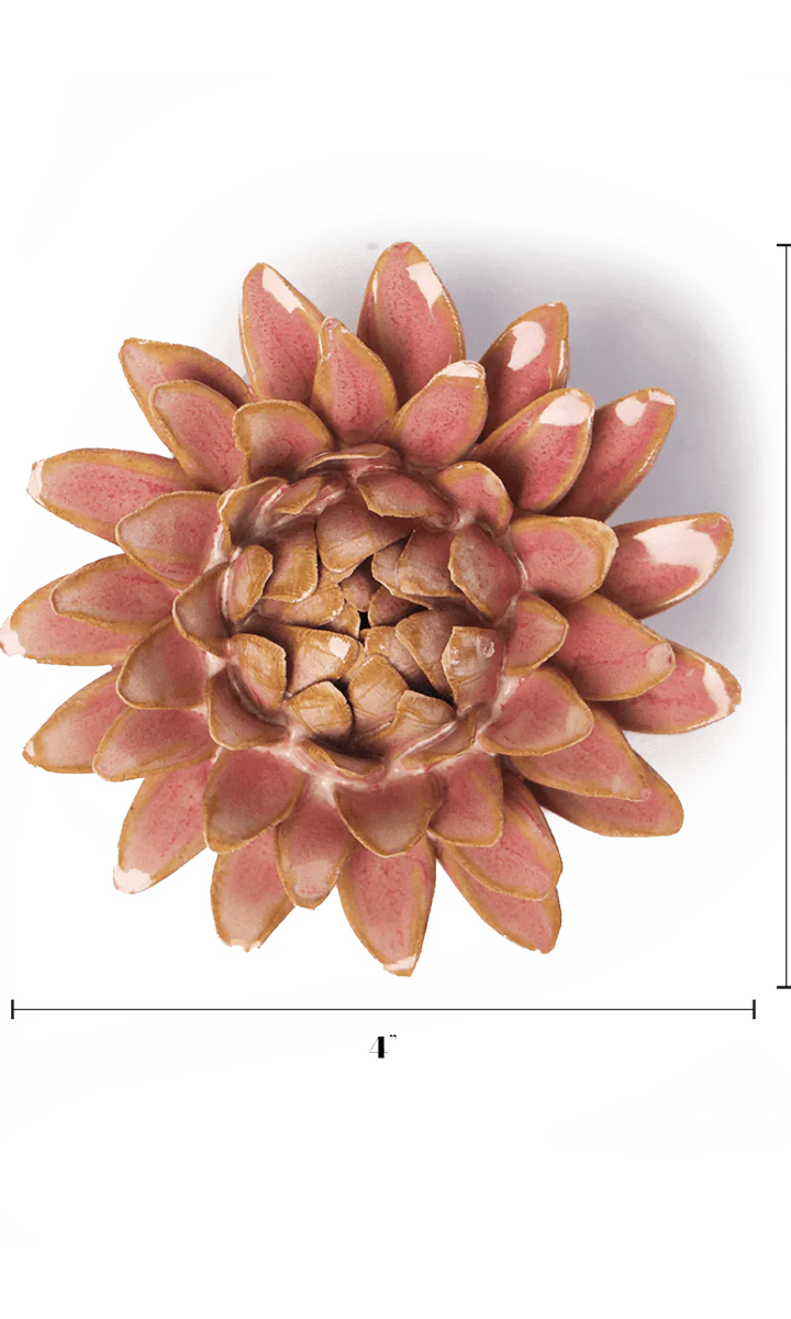 Rose Quartz Strawflower ceramic wall flower — France collection — designed in Toronto by Chive Studio