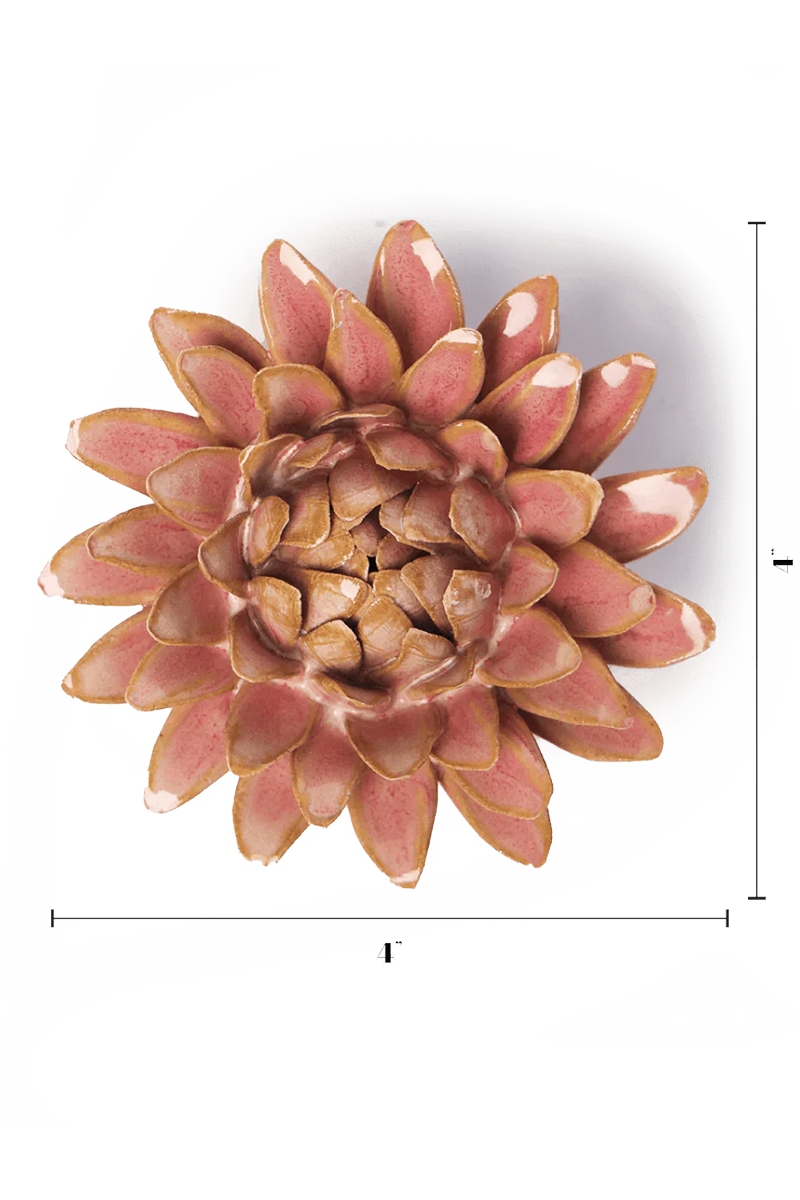 Rose Quartz Strawflower ceramic wall flower — France collection — designed in Toronto by Chive Studio