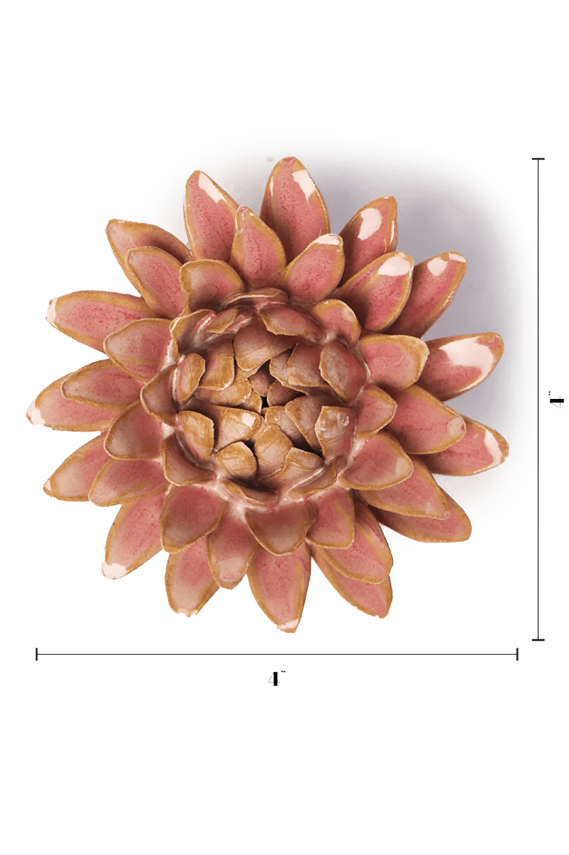 Rose Quartz Strawflower ceramic wall flower — France collection — designed in Toronto by Chive Studio