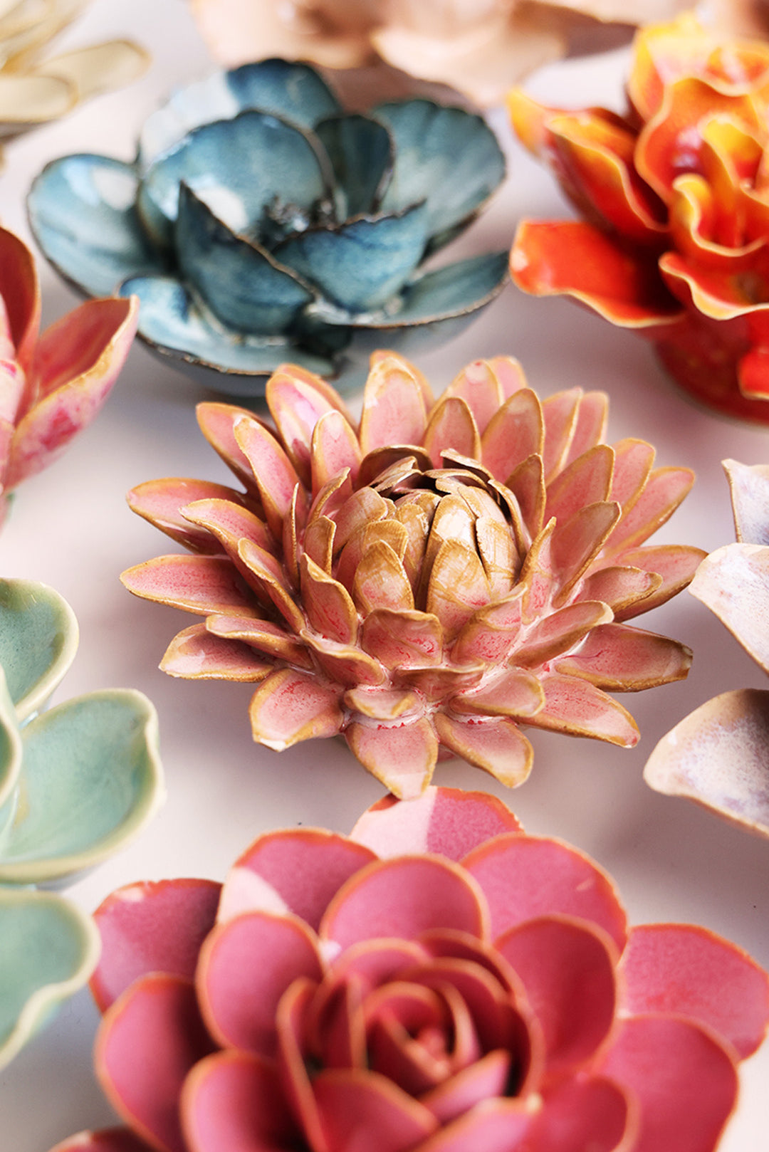 Rose Quartz Pink Strawflower - Chive Ceramics Studio - Ceramic Flowers - Chive Ceramics Studio