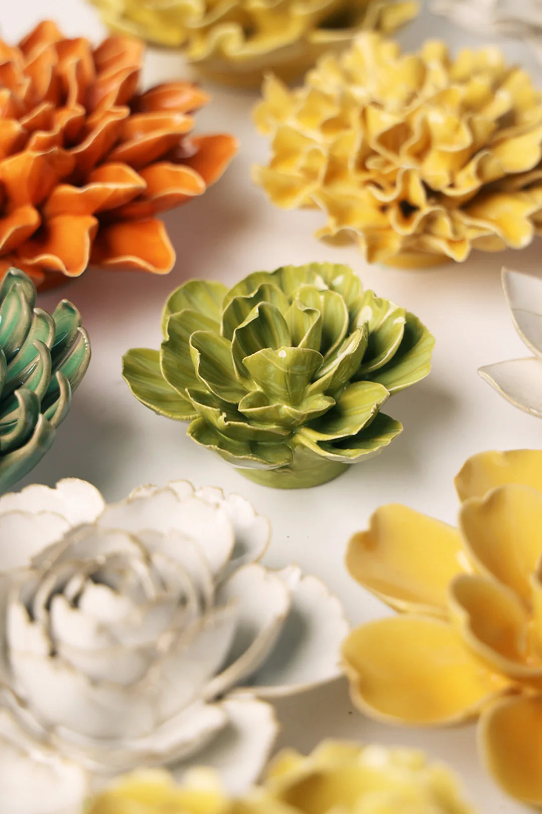 February Birth Flower - Primrose ceramic wall flower styled on wall — Birth Flower Collection — Chive Studio Toronto