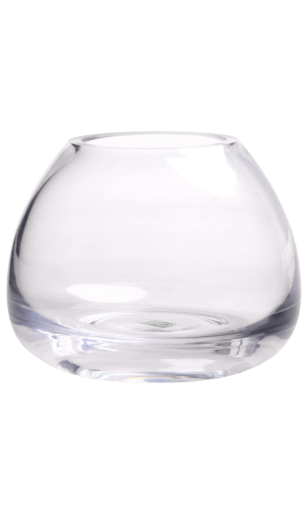 A clear glass bud vase with two flowers in it | Chive