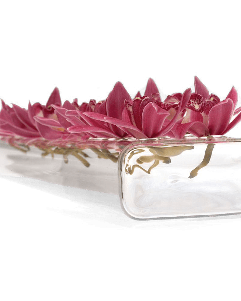 Rectangle Flute Glass Modern Clear Flower Vase - Chive Ceramics Studio - Vases - Chive Ceramics Studio
